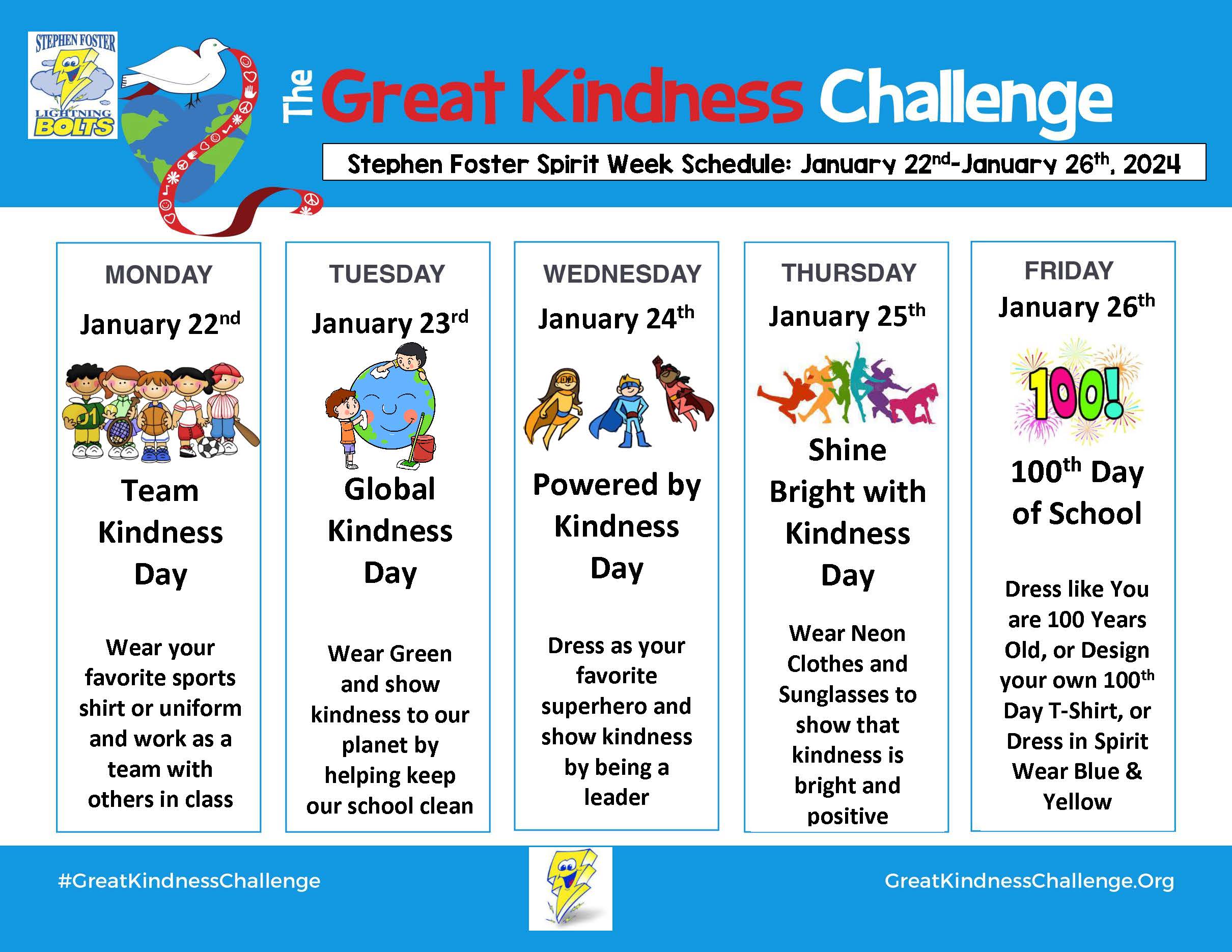 The Great Kindness Challenge…1/221/26/2024 Stephen Foster Elementary PTA